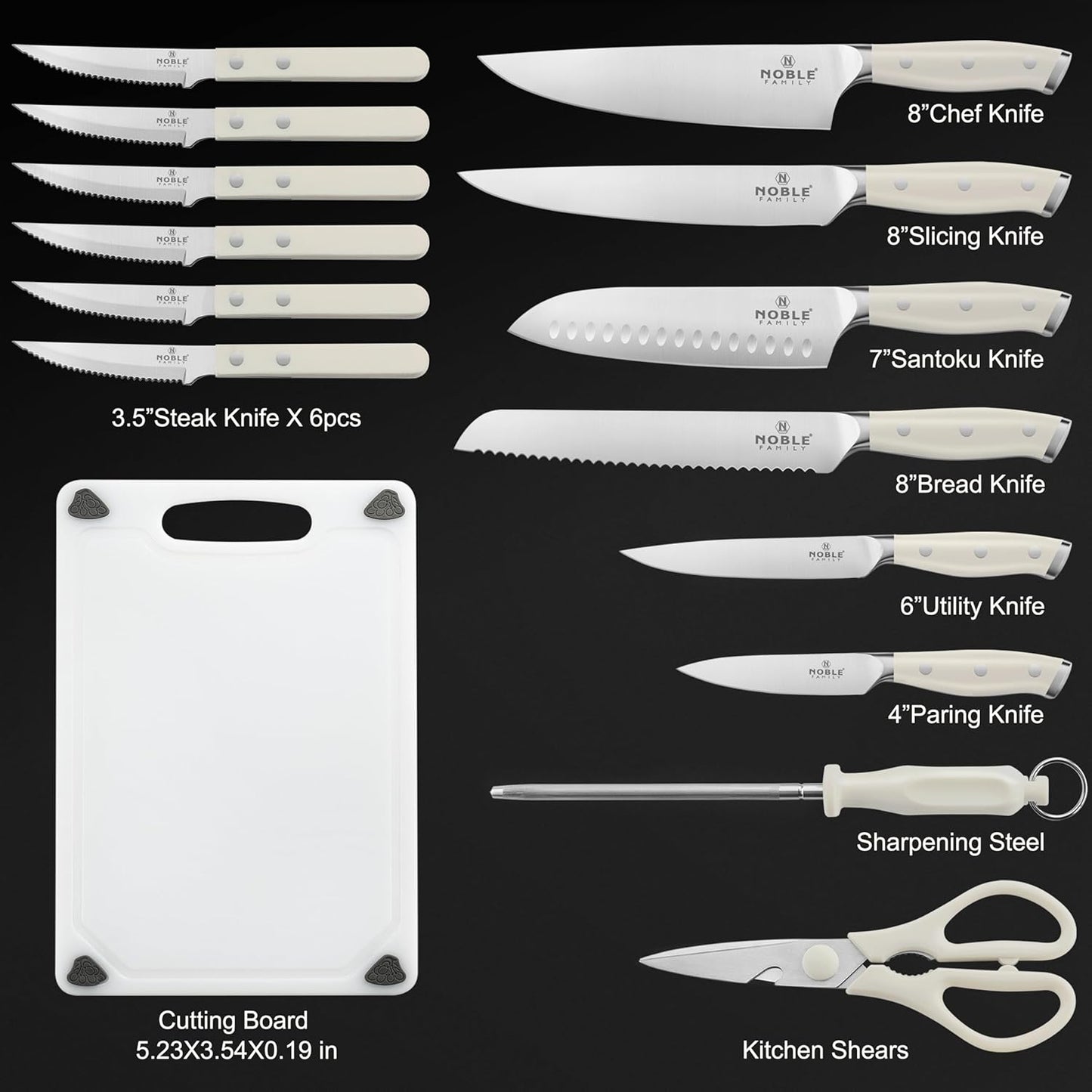 In-drawer Knife Block Set, 16PCS Kitchen Knife Set with Wooden Block, Chopping Knives Set