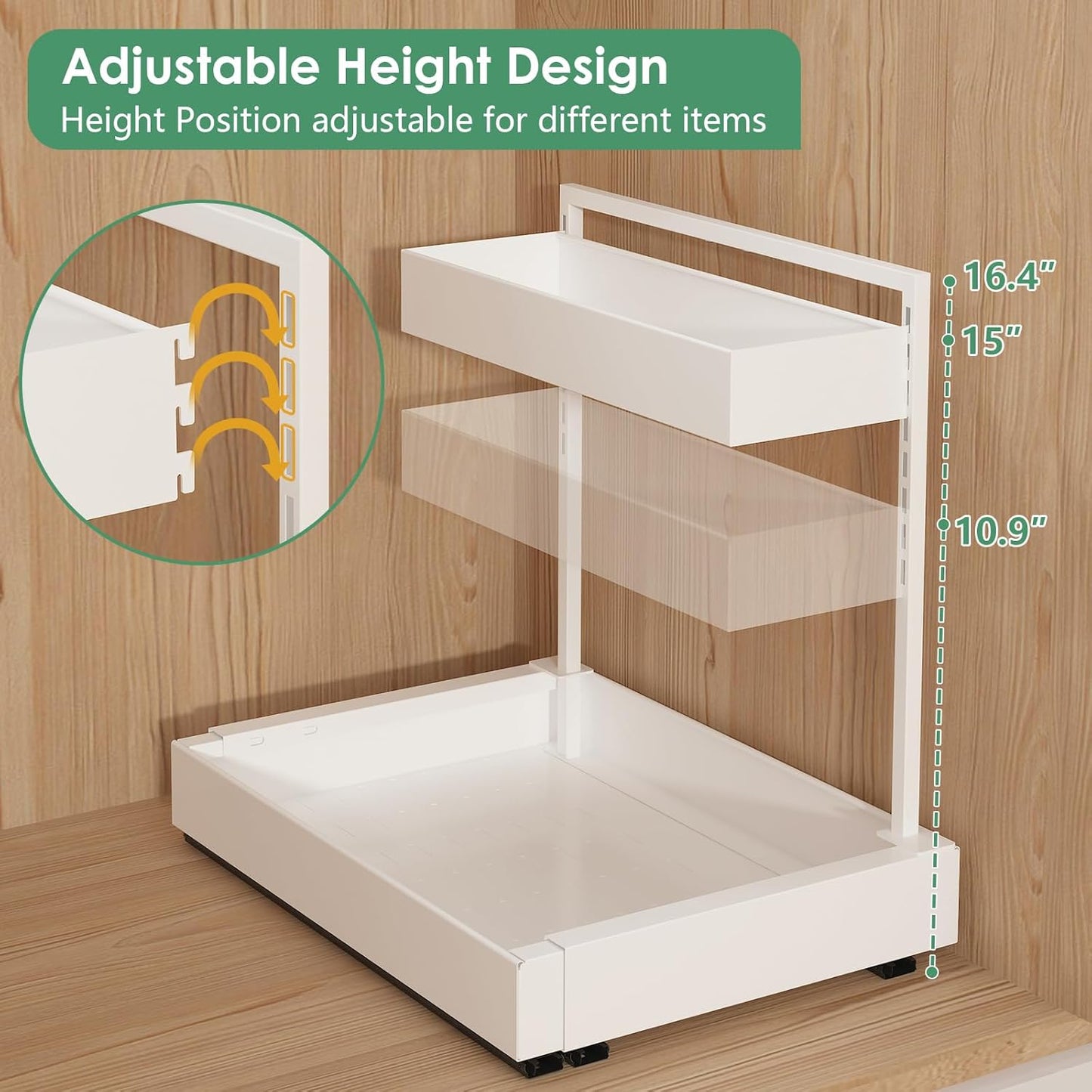 Expandable Under Sink Organizers and Storage, 2 Tier Under Cabinet Organizer