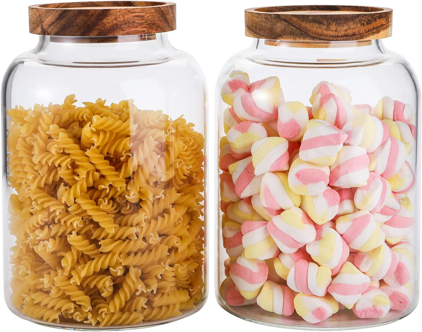 2 Pack Large Glass Food Storage Jar with Airtight Wooden Lid