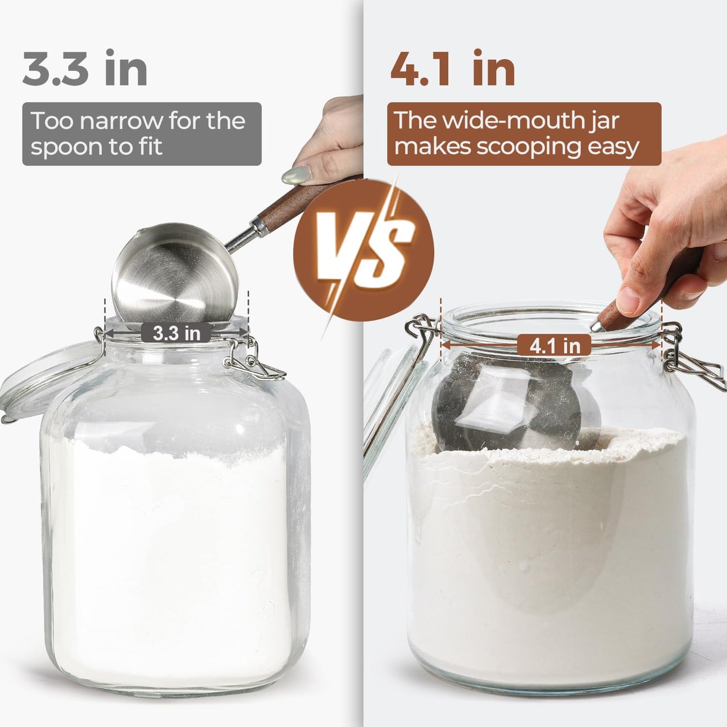 2 Pack 0.7 Gallon (88 Oz) Large Glass Jars with Airtight Lids