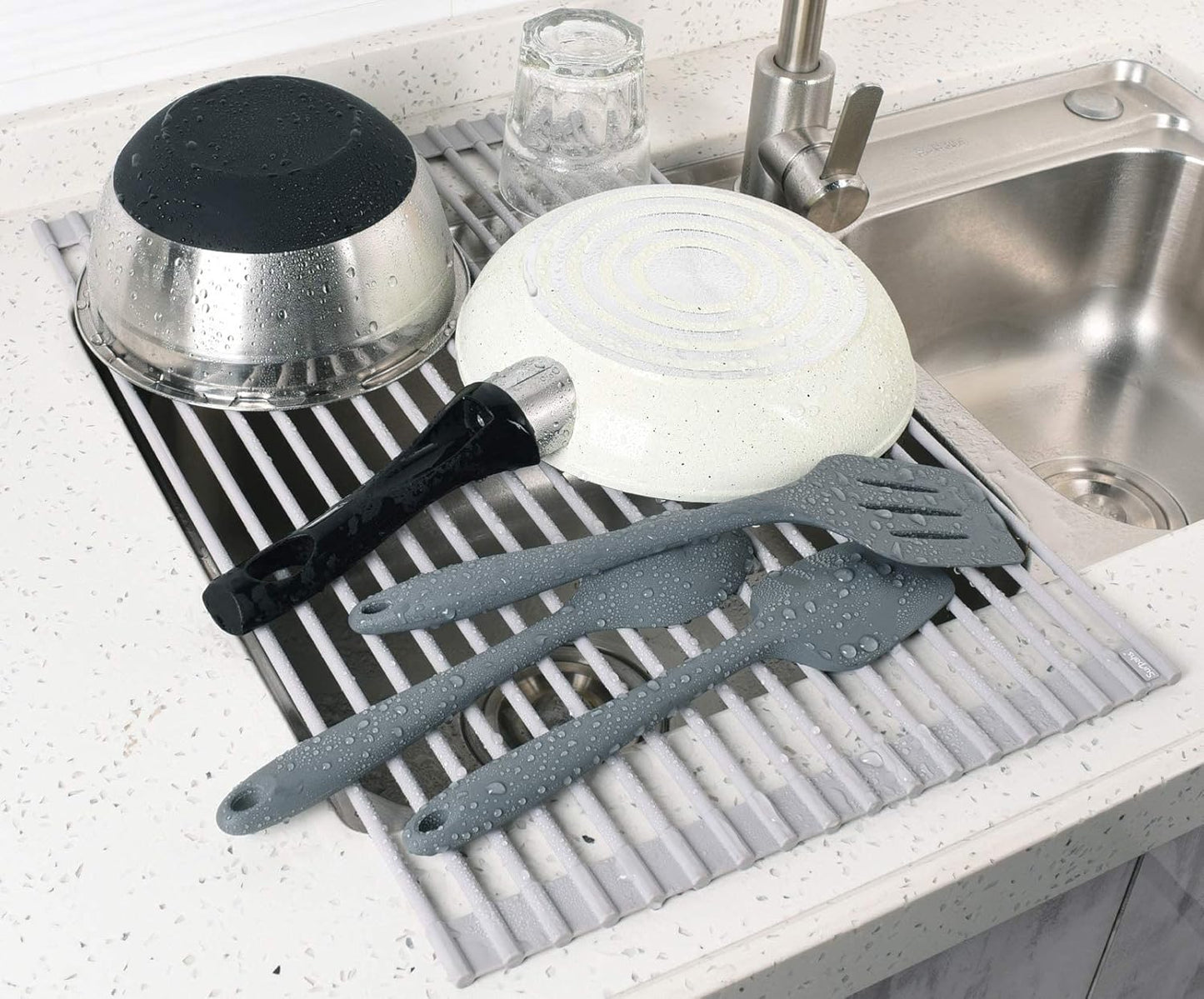 17.5 x 13.1 Inch Roll-Up Dish Drying Rack, Fits Across Sink Openings up to 16.5 Inches
