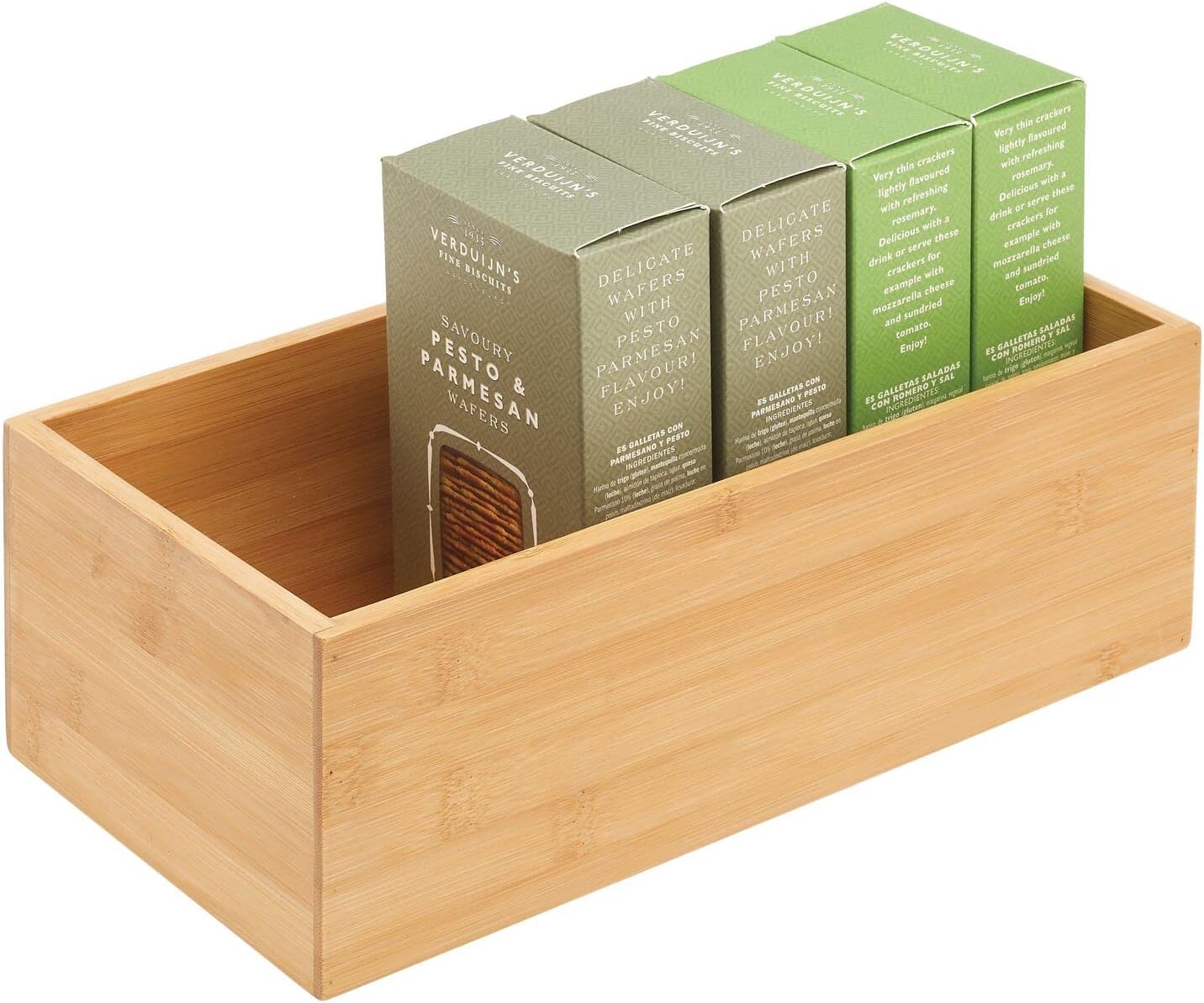 Kitchen Organiser — Rectangular Wooden Storage Box for Storing Tea, Coffee