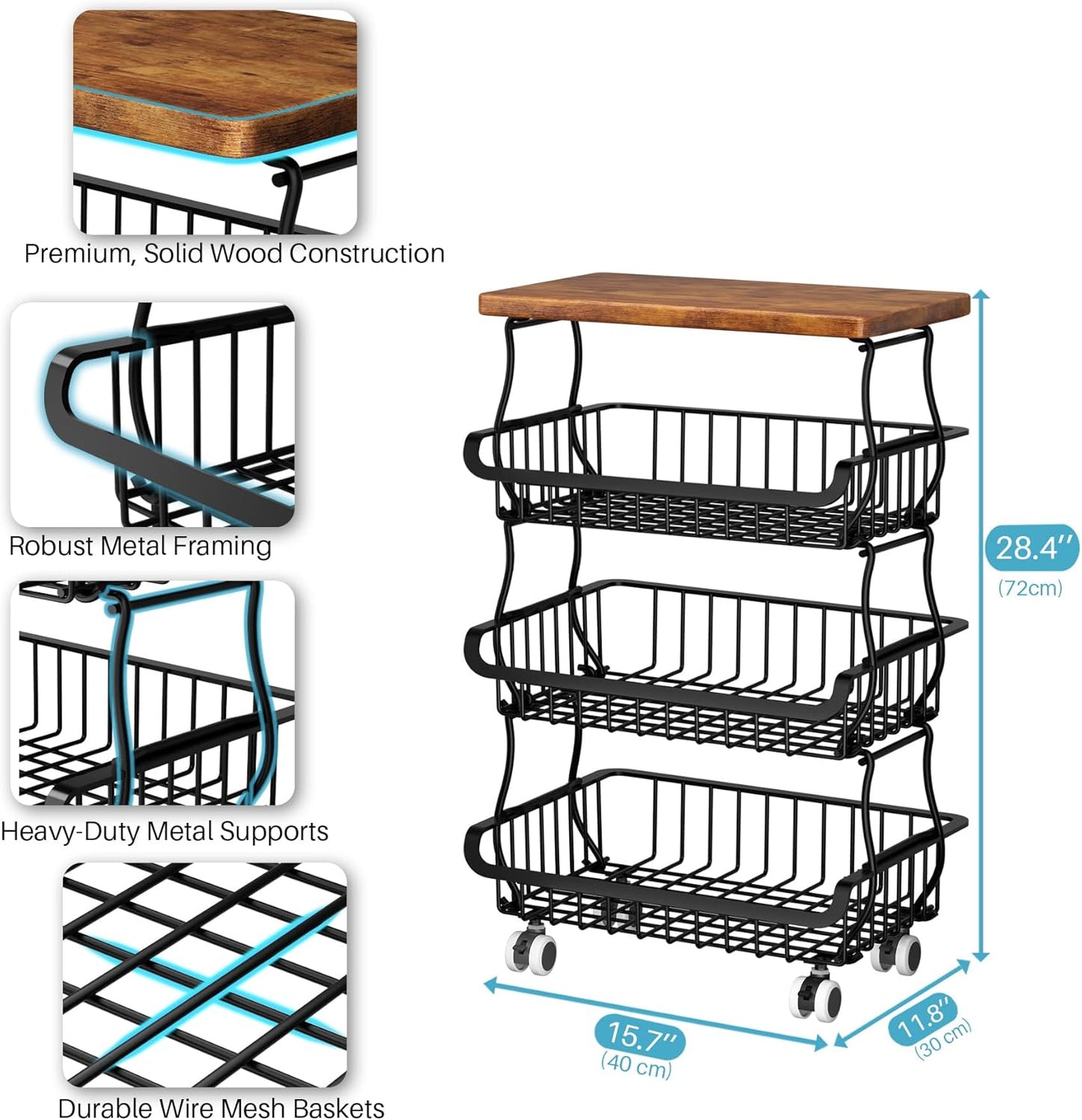4 Tier Vegetable Fruit Basket for Kitchen