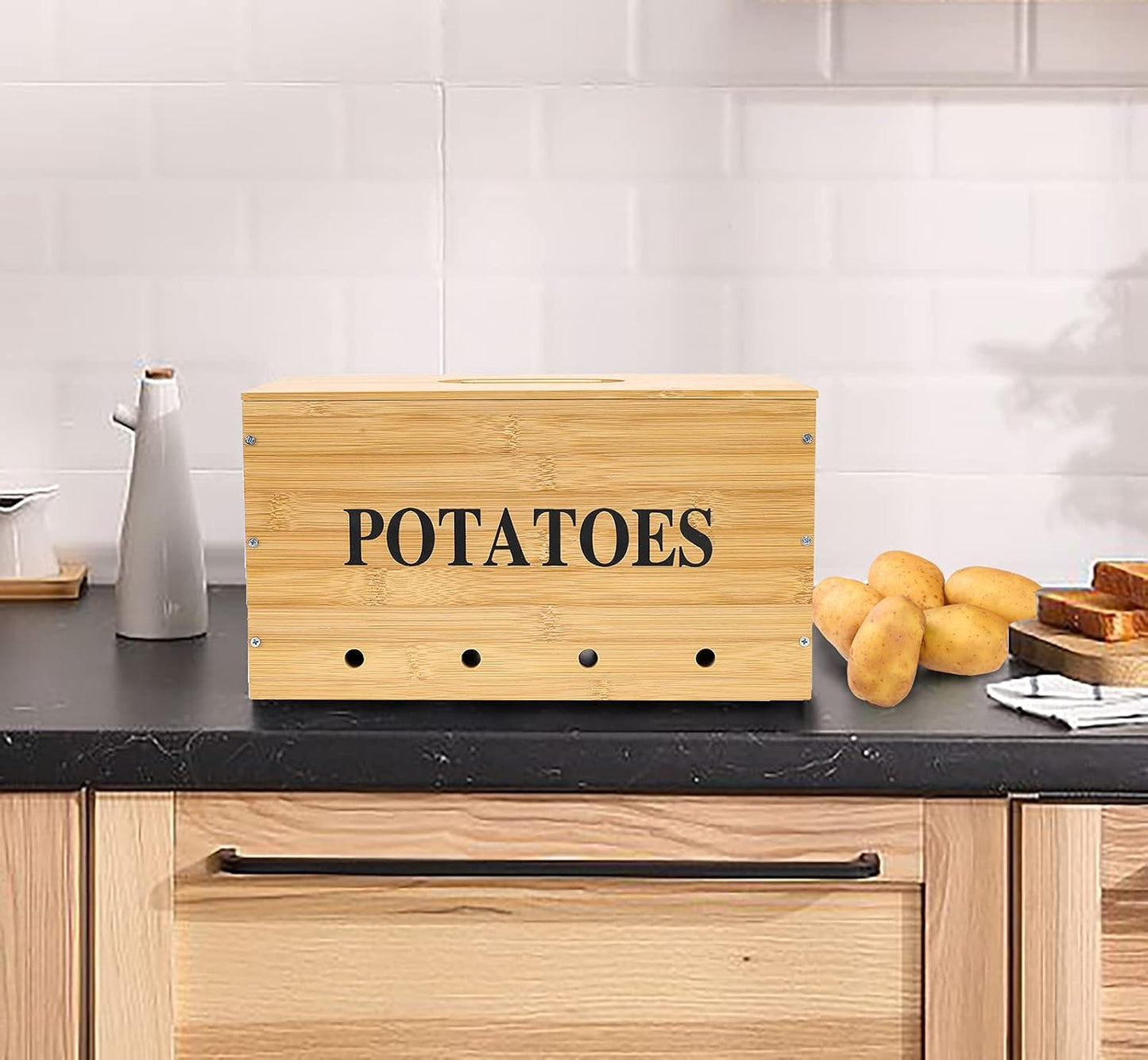 Potato Storage, Bamboo Storage Bin for Potato
