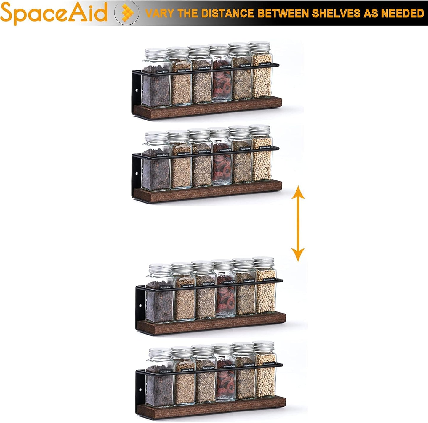 Spice Rack Organizer for Cabinet Door or Wall Mount (4 Pack) with 415 Spice Labels
