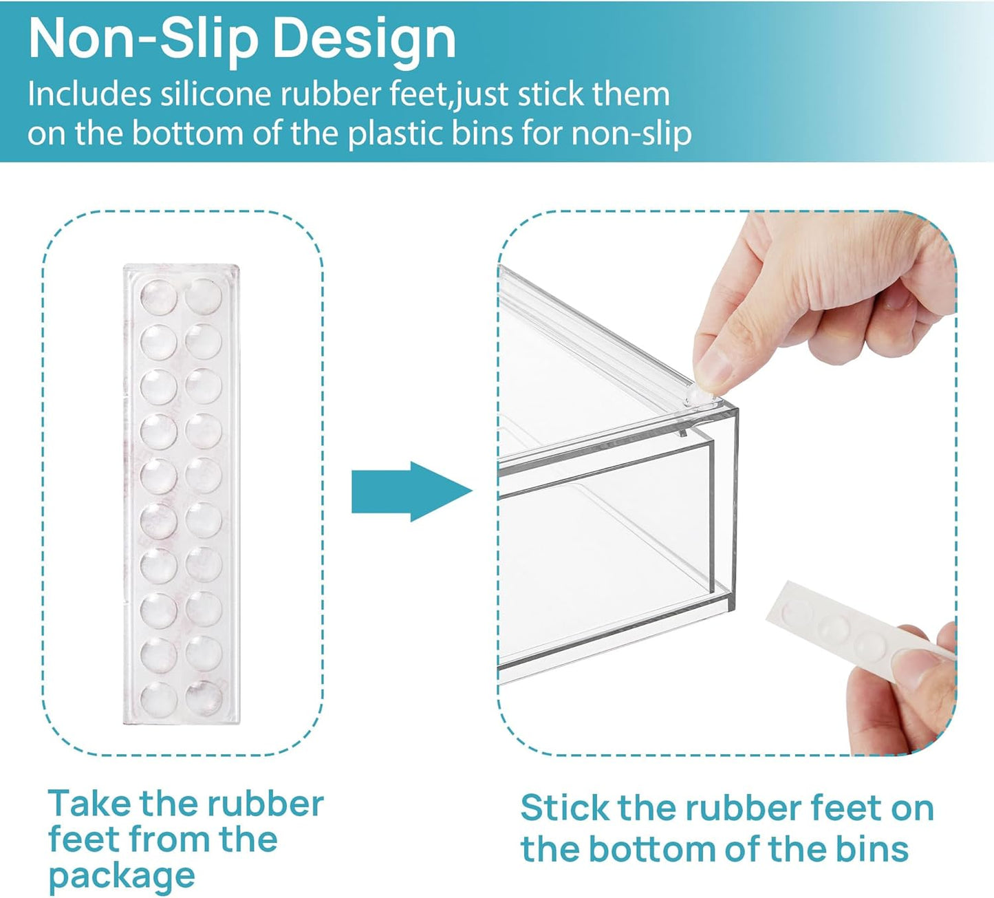 Stackable Storage Drawers Set of 6, Clear Plastic Organizer Bins for Bathroom Supplies
