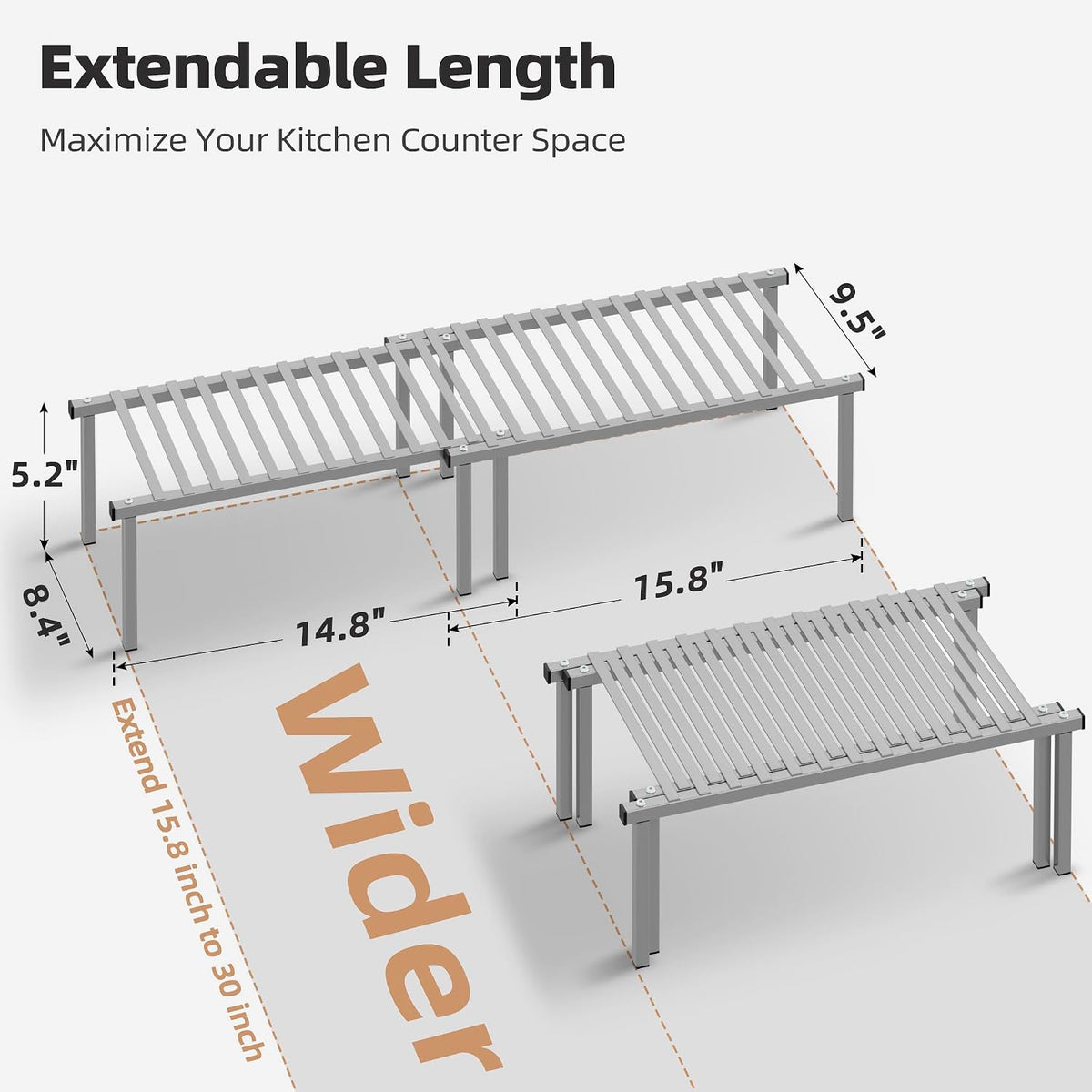 STORAGE MANIAC Expandable Cabinet Organizer Shelf, Set of 4,