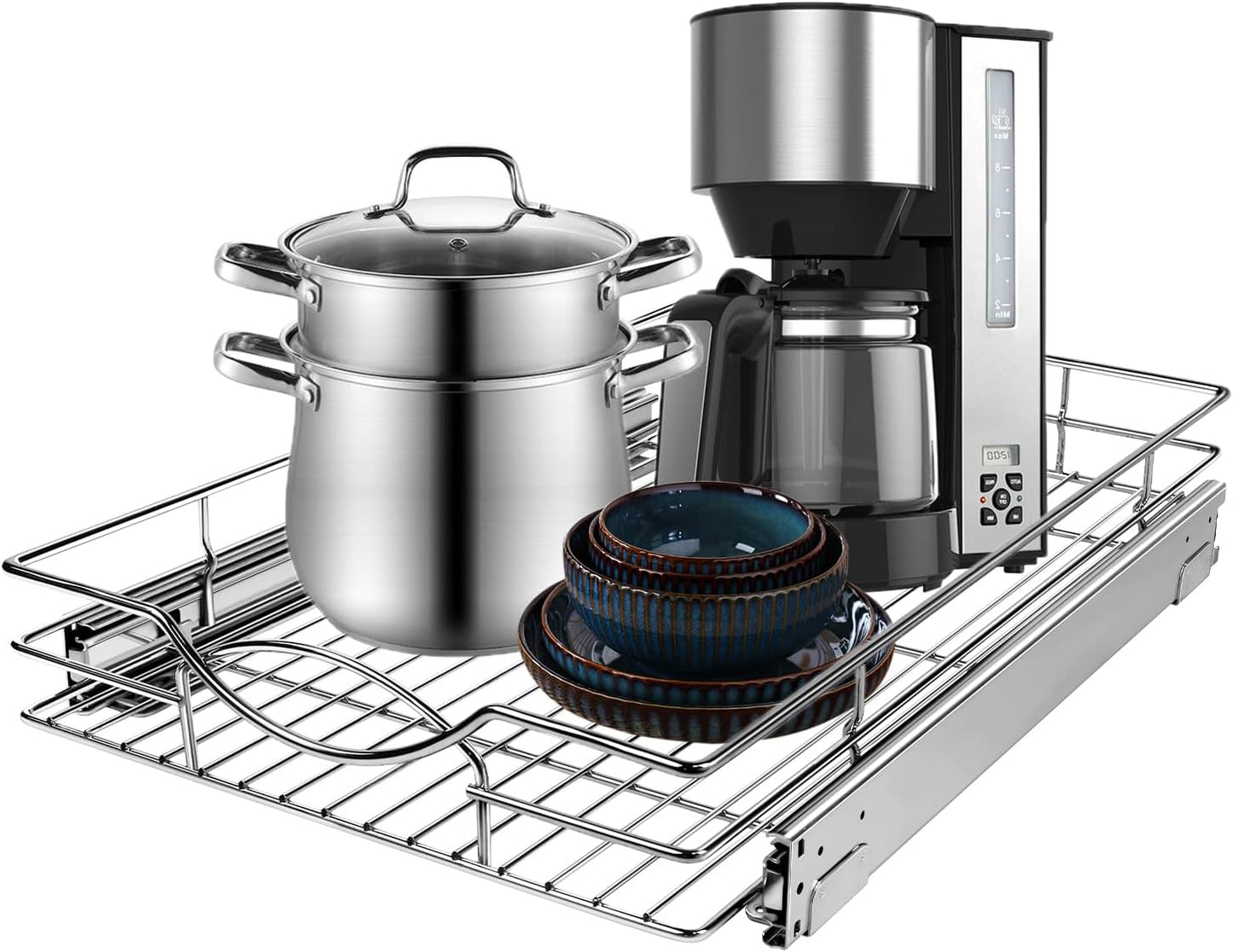 Pull Out Cabinet Organizer 11" W x 21" D, Heavy Duty Kitchen Cabinet Pull Out Shelves