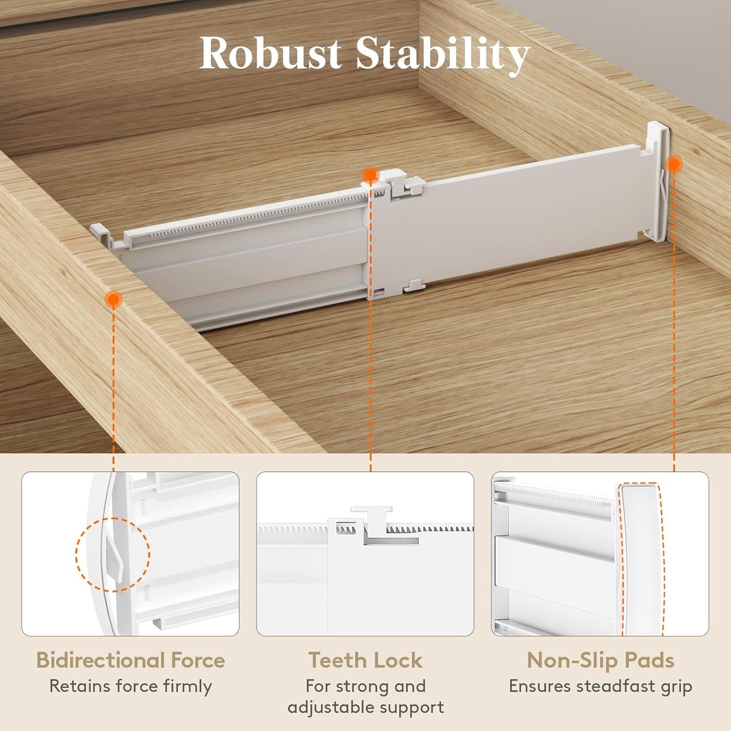 Drawer Dividers for Clothes, 3.2" Tall 10.5"-16.5" Expandable Dresser Drawer Organizers