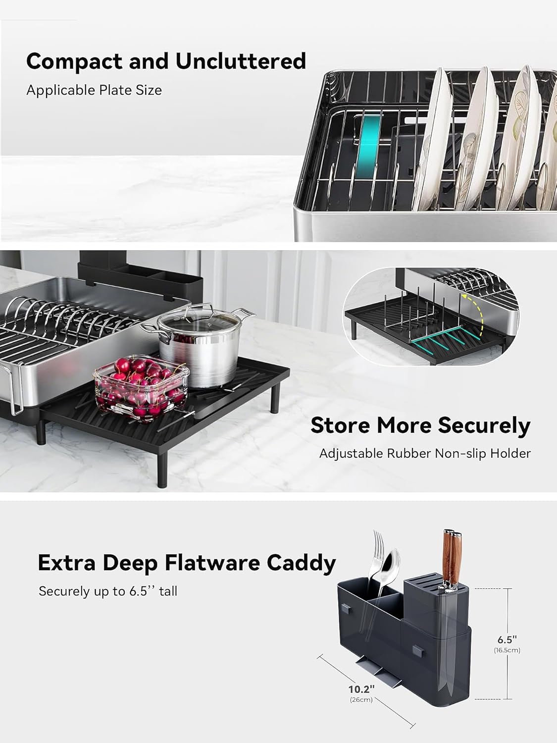 Large Dish Drying Rack, Expandable Dish Racks for Kitchen Counter