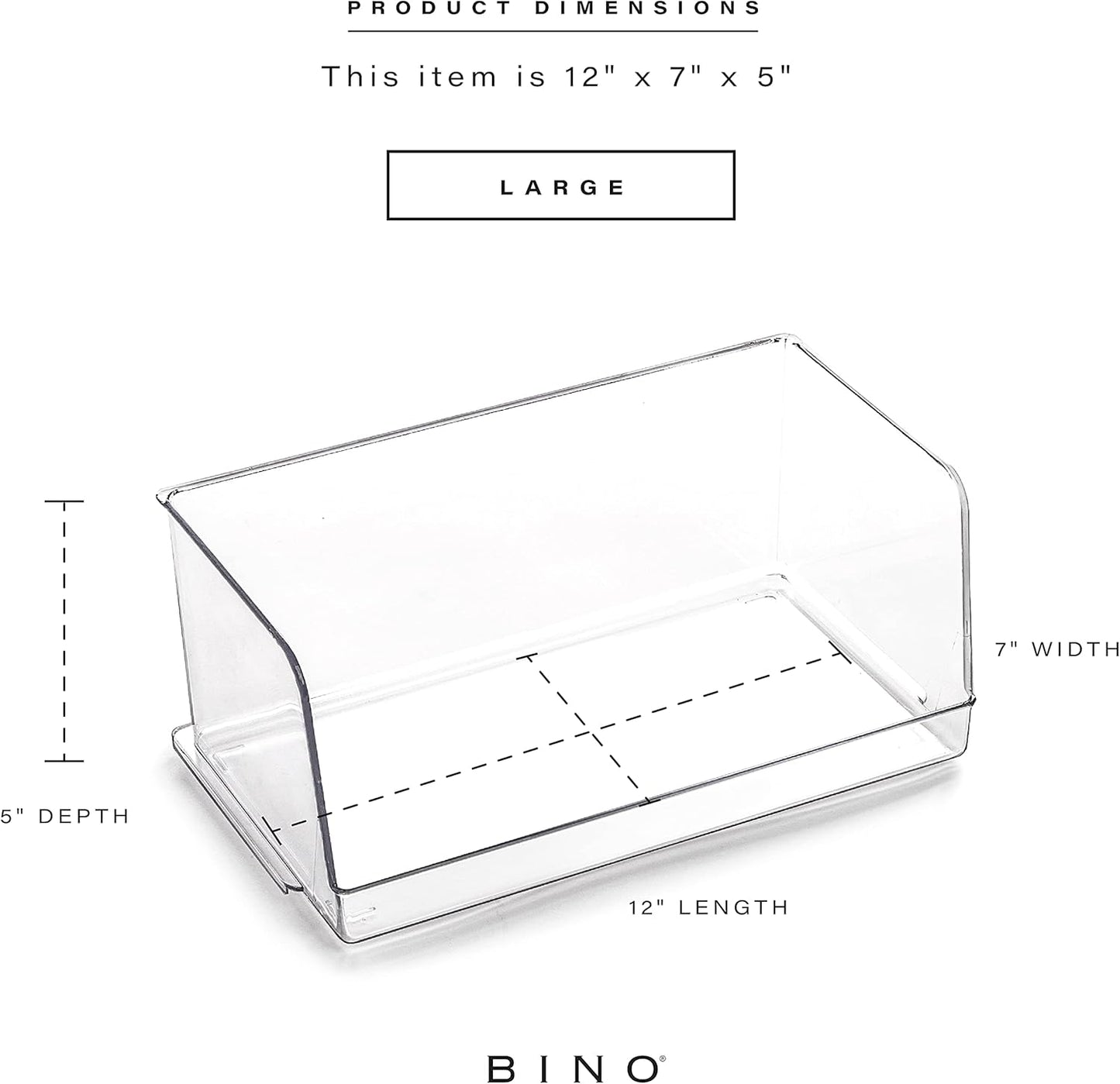 Stackable Plastic Storage Bins, Large | THE MYRIAD COLLECTION | Multipurpose Bins | Pantry Organizers And Storage | Home Organization Containers | Clear Plastic Fridge Bin | Freezer Organizer