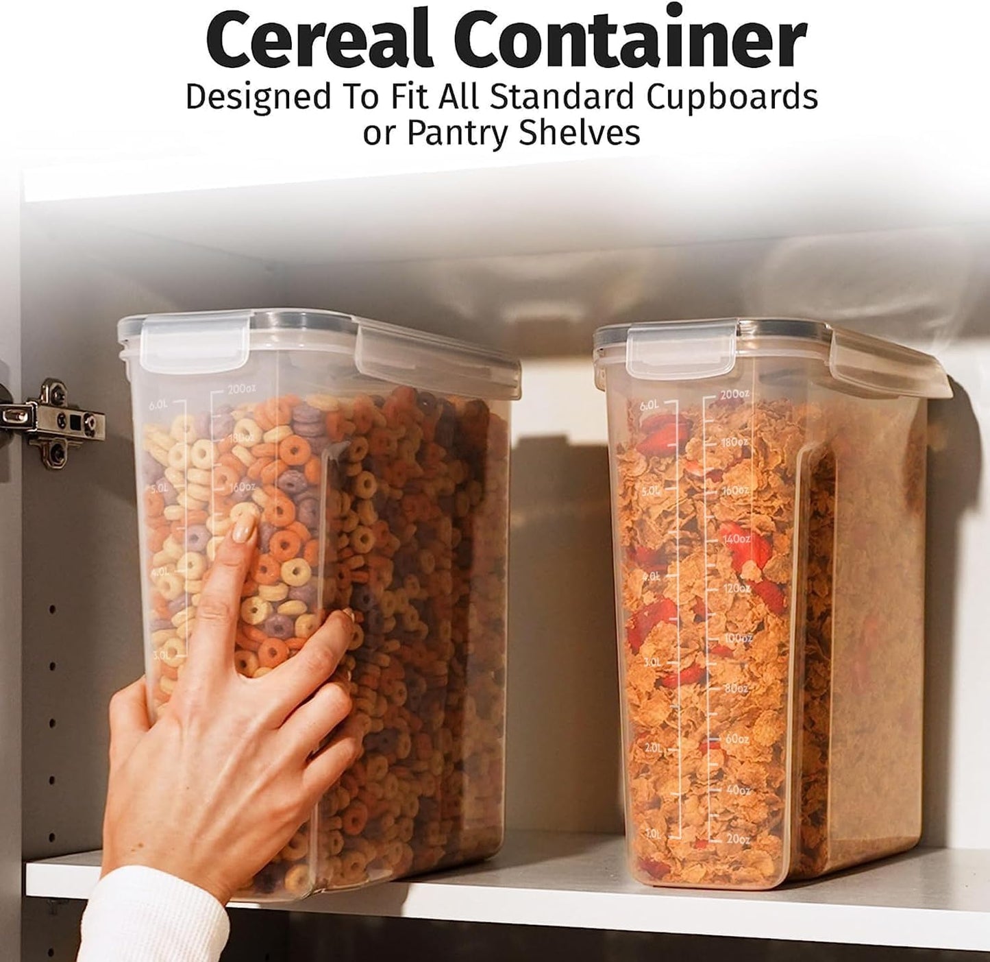 2 Pack (6.3L / 213OZ) EXTRA Large Airtight Food Storage Cereal Containers for Bulk Food Storage BPA-Free Plastic Container, Pantry Organization and Canister for Rice, Pasta, Sugar & Flour