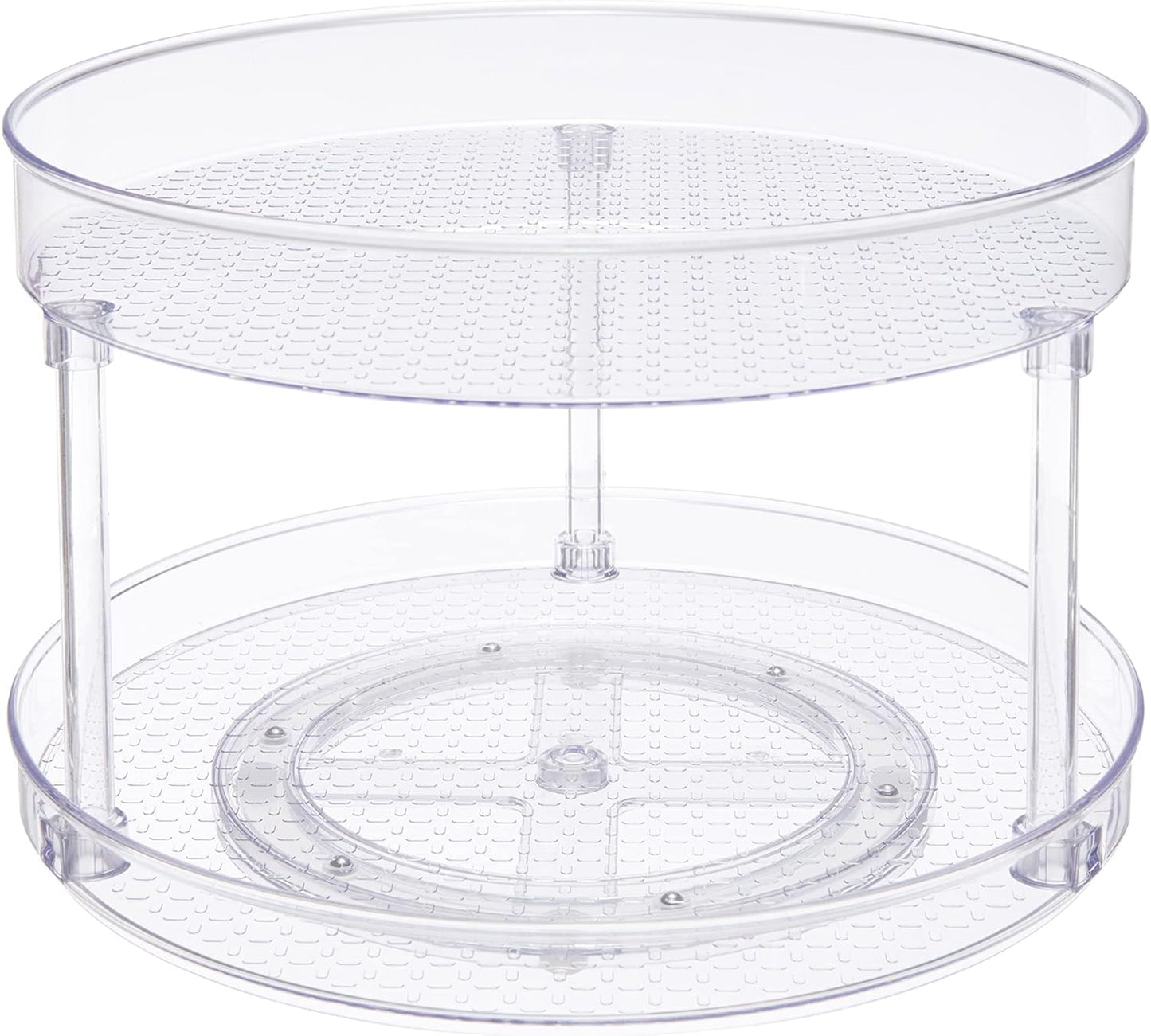 2 Tier Lazy Susan Turntable Organizer for Condiments, 12" Diameter, Clear