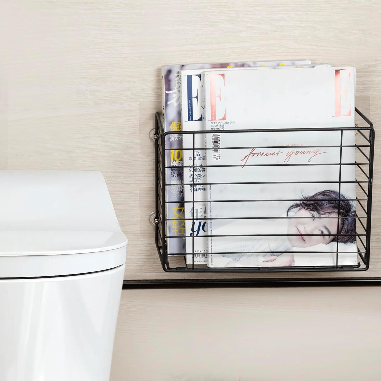 Wall Mounted Storage Basket, Black Metal Wire Kitchen Wrap Organizer Rack