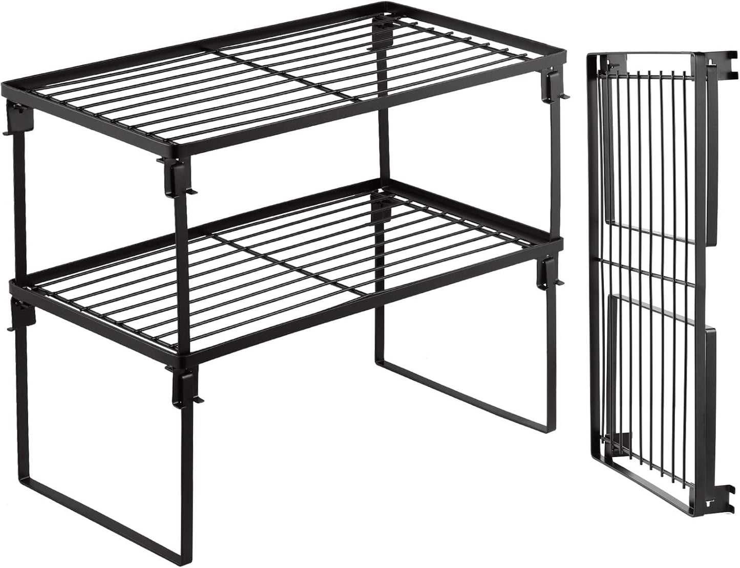 [2 Pack] Stackable Kitchen Storage Shelf Rack
