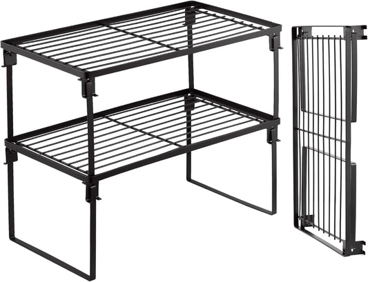 [2 Pack] Stackable Kitchen Storage Shelf Rack