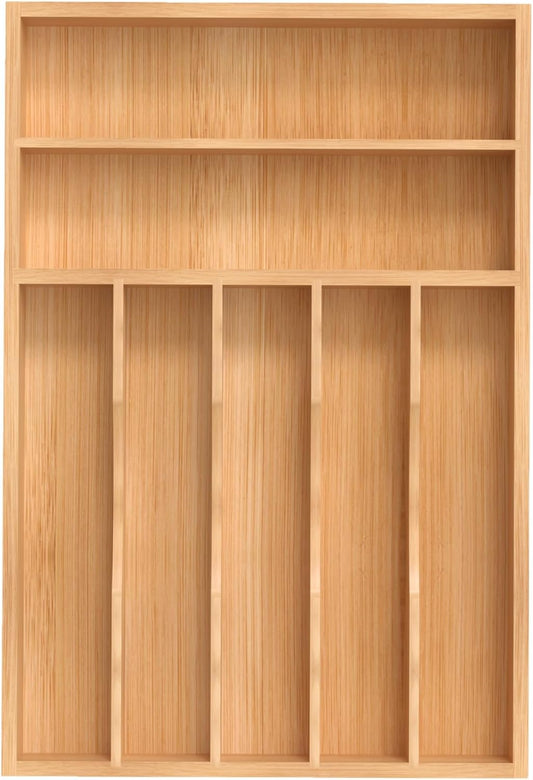 Silverware Organizer, Bamboo Kitchen Drawer Organizer, Utensil Holder