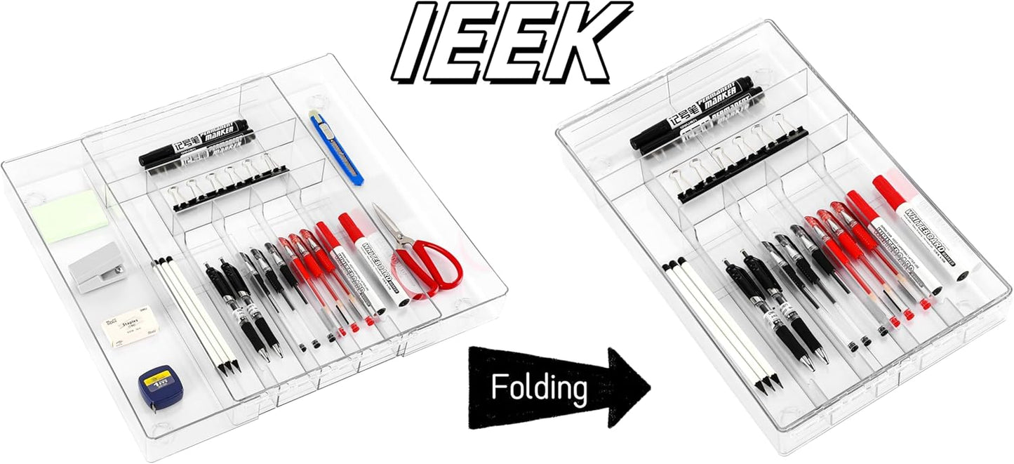 Utensil Organizer for Kitchen Drawers Expandable Flatware Organizer Utensil Tray Adjustable Cutlery Silverware Holder,Kitchen Drawer Organizer Tray for Knives,Forks,Spoons,Chopsticks,Clear-L