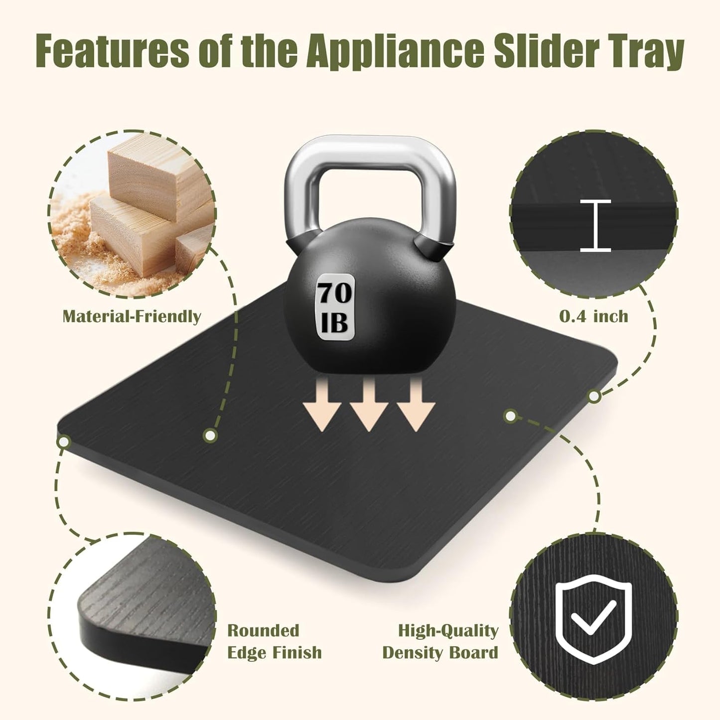 Sliding Tray for Coffee Maker, 360° Rolling Tray Appliance Slider with Wheels, Coffee Pot Slider Tray for Countertop Storage, Easily from Under The Cabinet (Black, 9.4"W x 13"D)