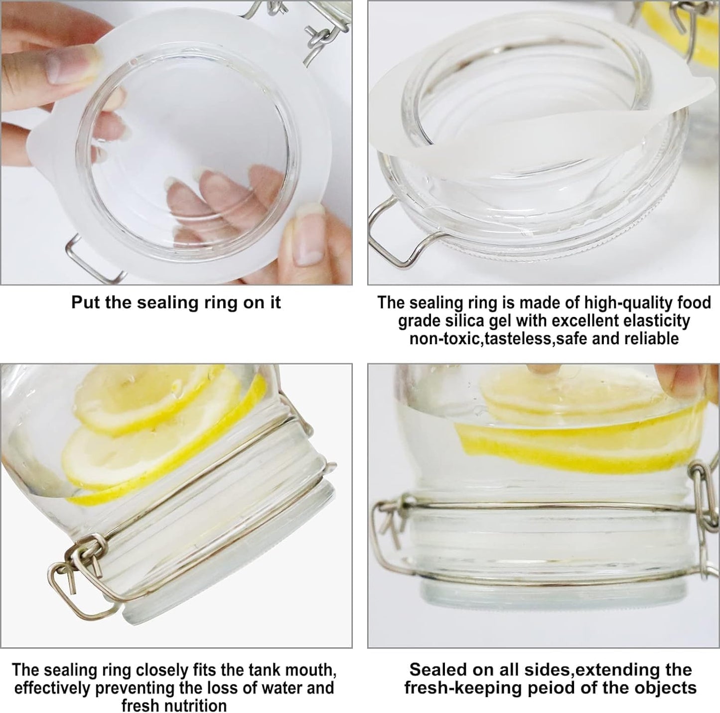 7 Pack Rubber Seals for Glass Jars, Airtight Silicone Jar Gaskets