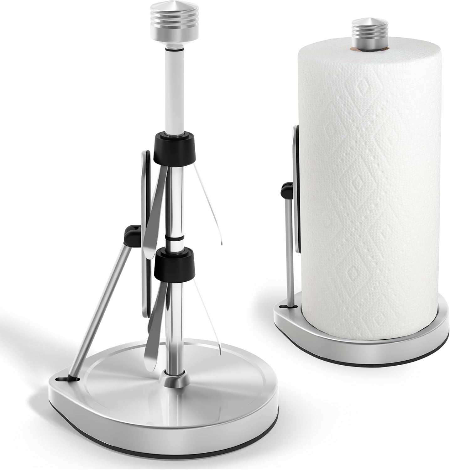 Heavy-Duty Stainless Steel Paper Towel Holder - Easy One-Handed Tear with Suction Cups