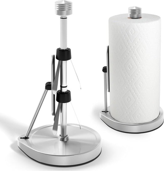 Heavy-Duty Stainless Steel Paper Towel Holder - Easy One-Handed Tear with Suction Cups