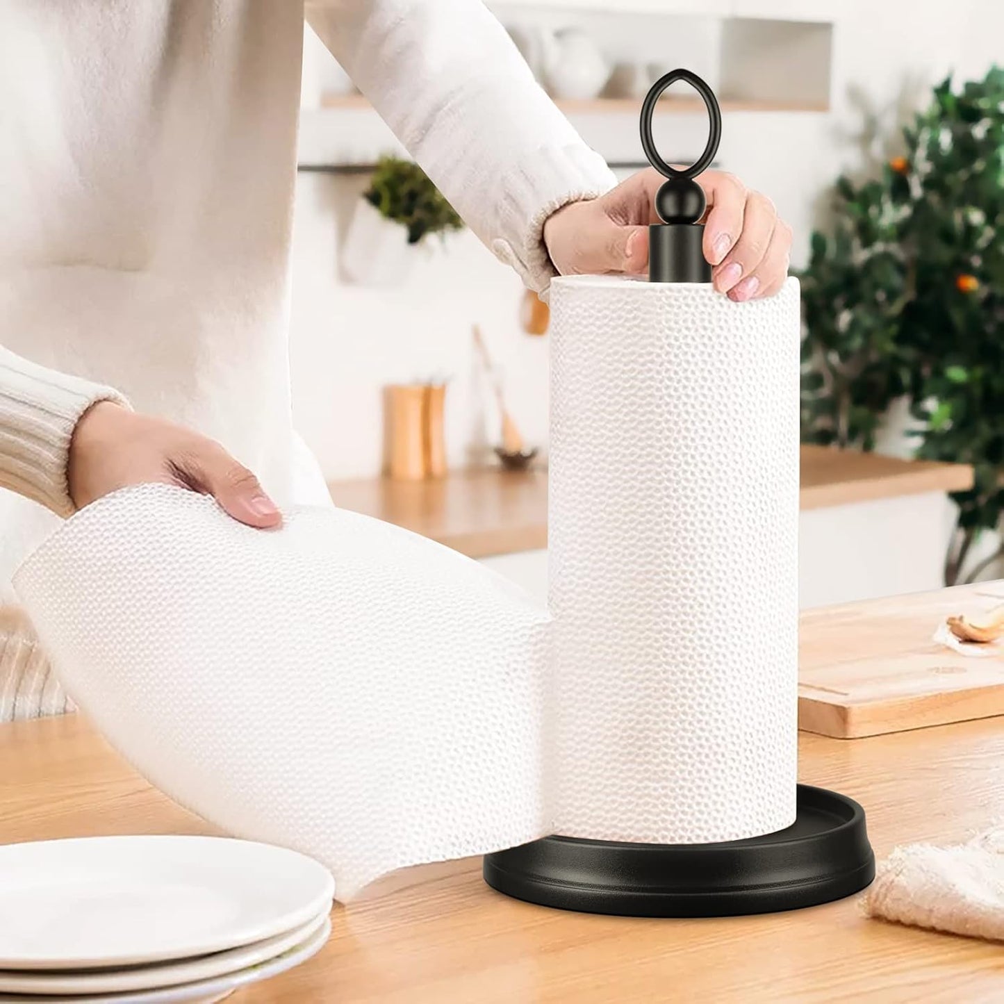 Standing Paper Towel Holder, Non-Slip Paper Towel Roll Holder for Bathroom