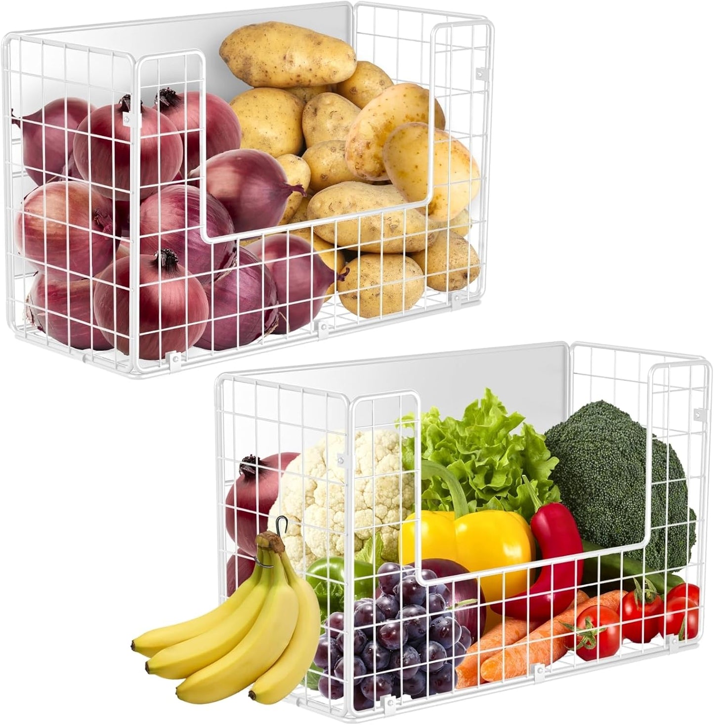 Magnetic Fridge Shelf, Fruit Potato & Onion Storage Bins, Pantry Organizers