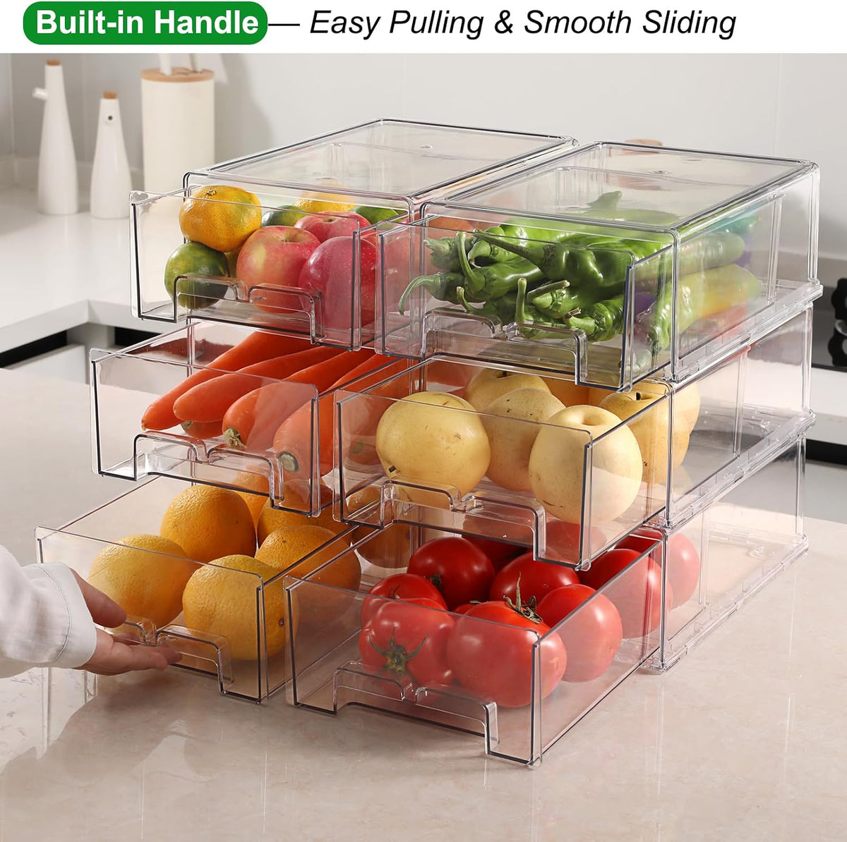 Taiuloo 2 Pack Stackable Refrigerator Organizer Bins with Pu