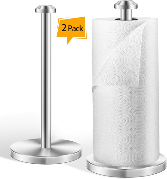 2 Piece Stainless Steel Weighted Paper Towel Holder Countertop