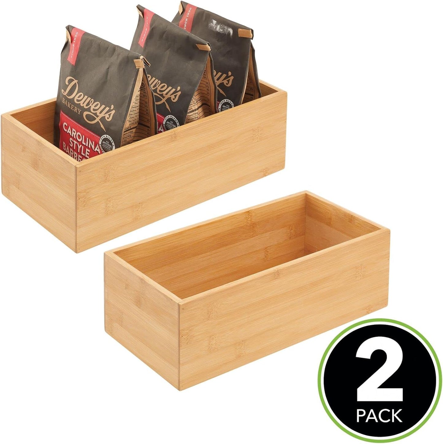 Bamboo Wood Organizer Storage Bin Box for Kitchen, Pantry