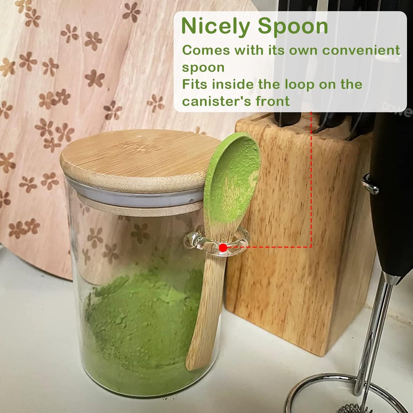 Set of 3 Airtight Glass Jars with Bamboo Lids and Spoons