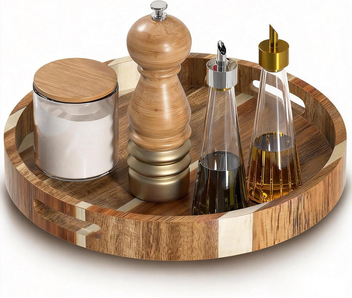 12" Acacia Wood Lazy Susan Turntable Organizer