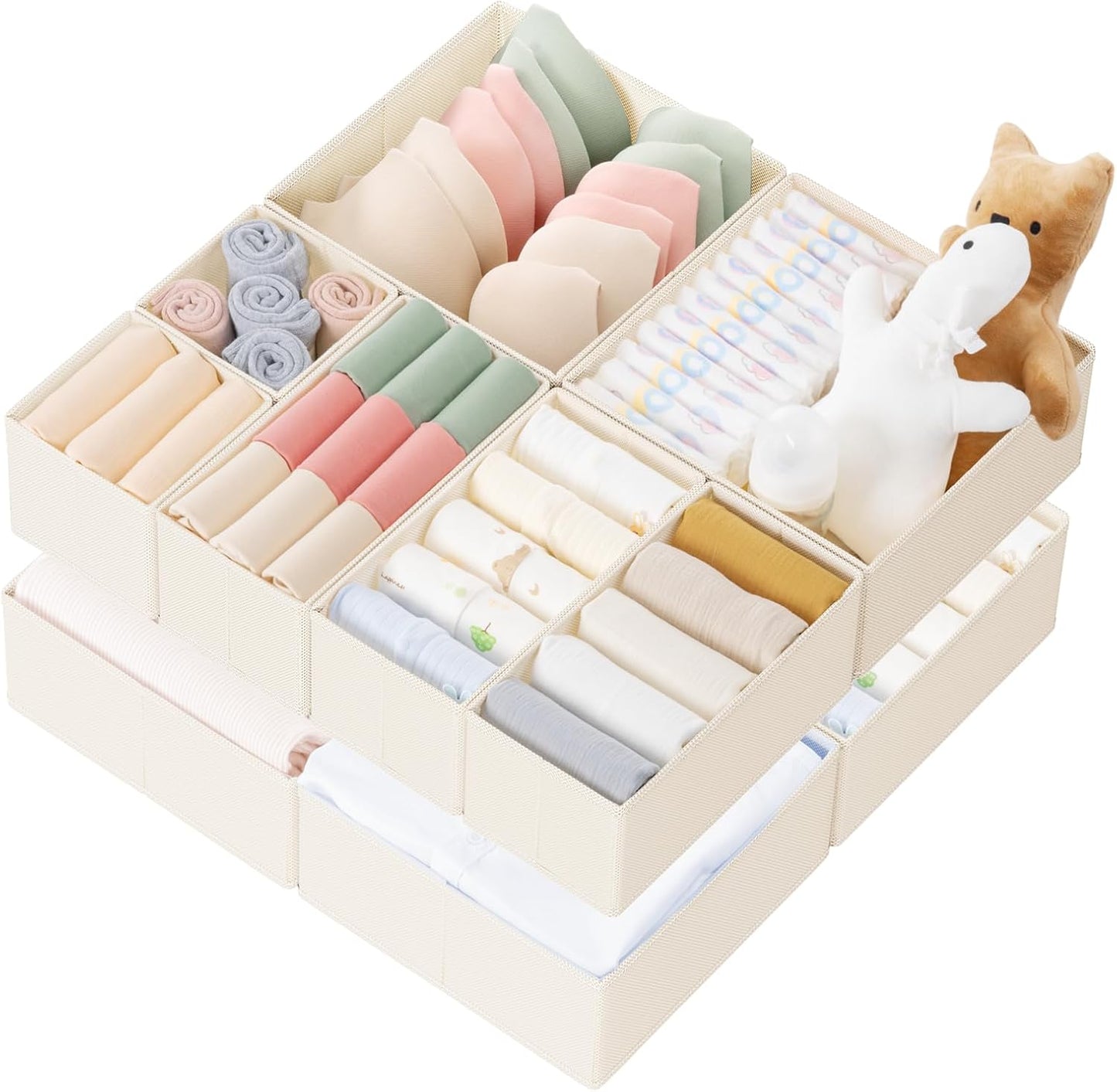 Drawer Organizer Clothes, 10 Pack Dresser Organizer for Baby Clothes, Underwear