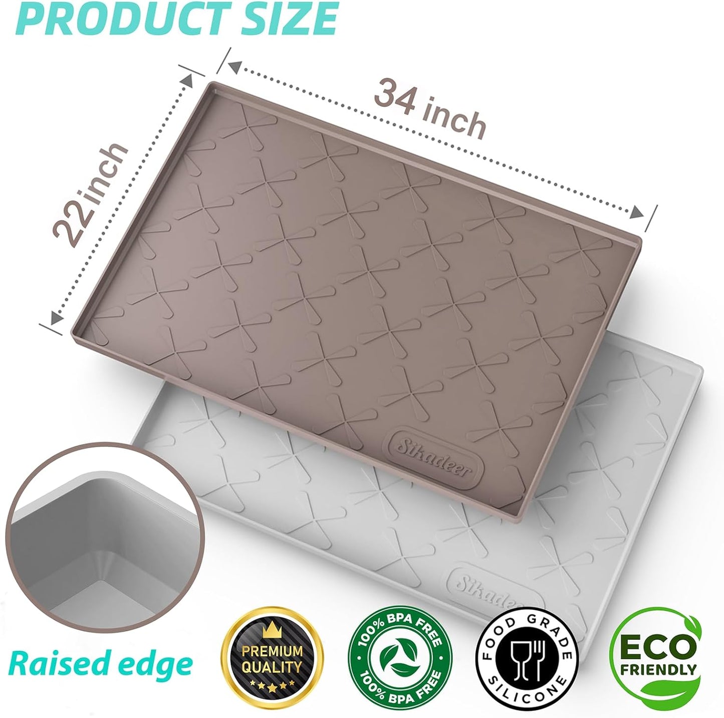 Silicone Under Sink Mats for Kitchen Waterproof 34" x 22"