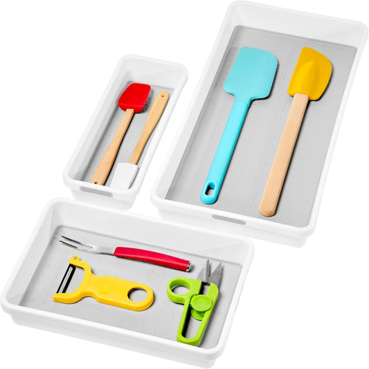 3 Bin Drawer Organizer Set, Multi Purpose Storage for Utensils, Office & Bathroom