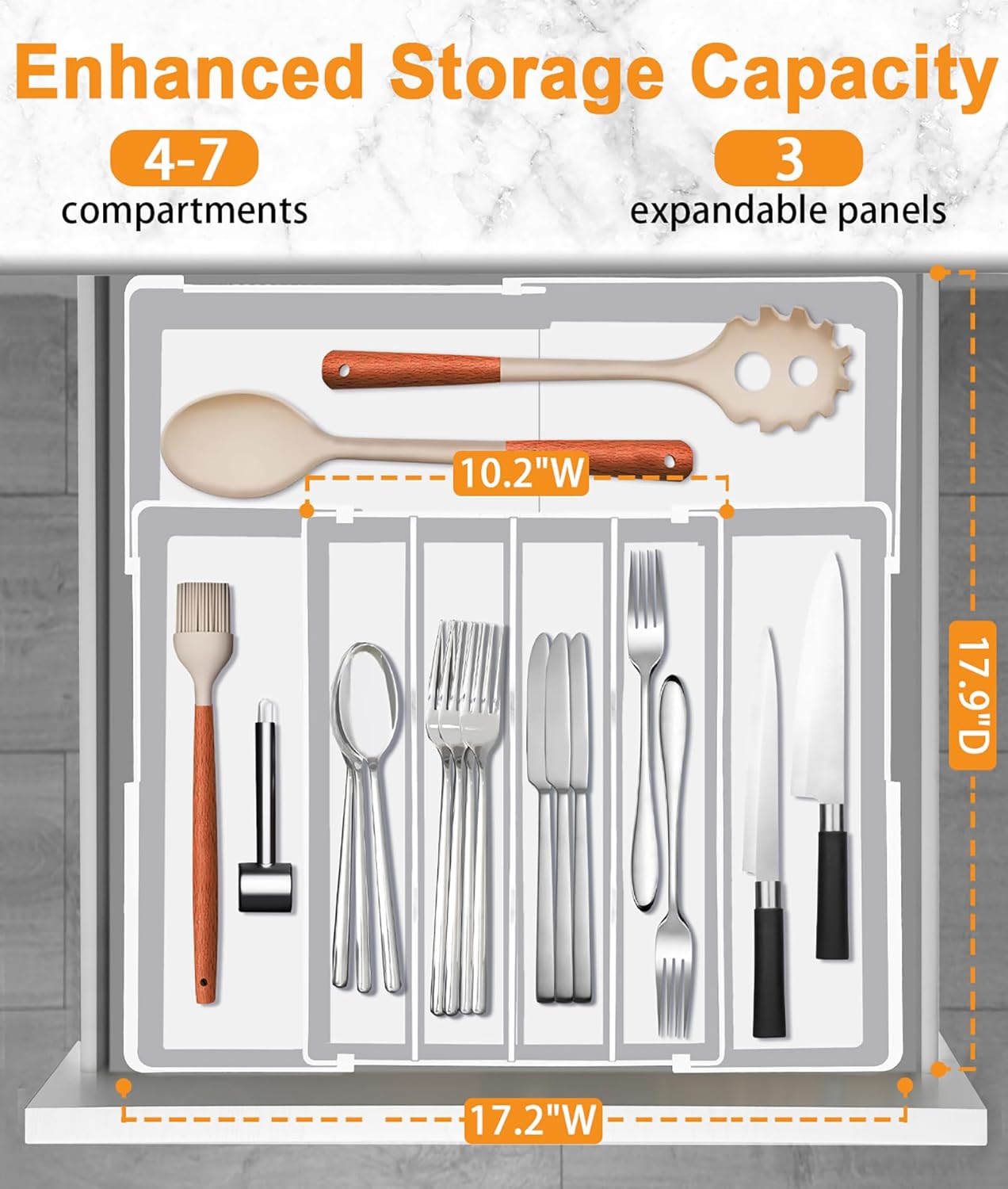 Silverware Drawer Organizer - Expandable Drawer Organizer for Kitchen