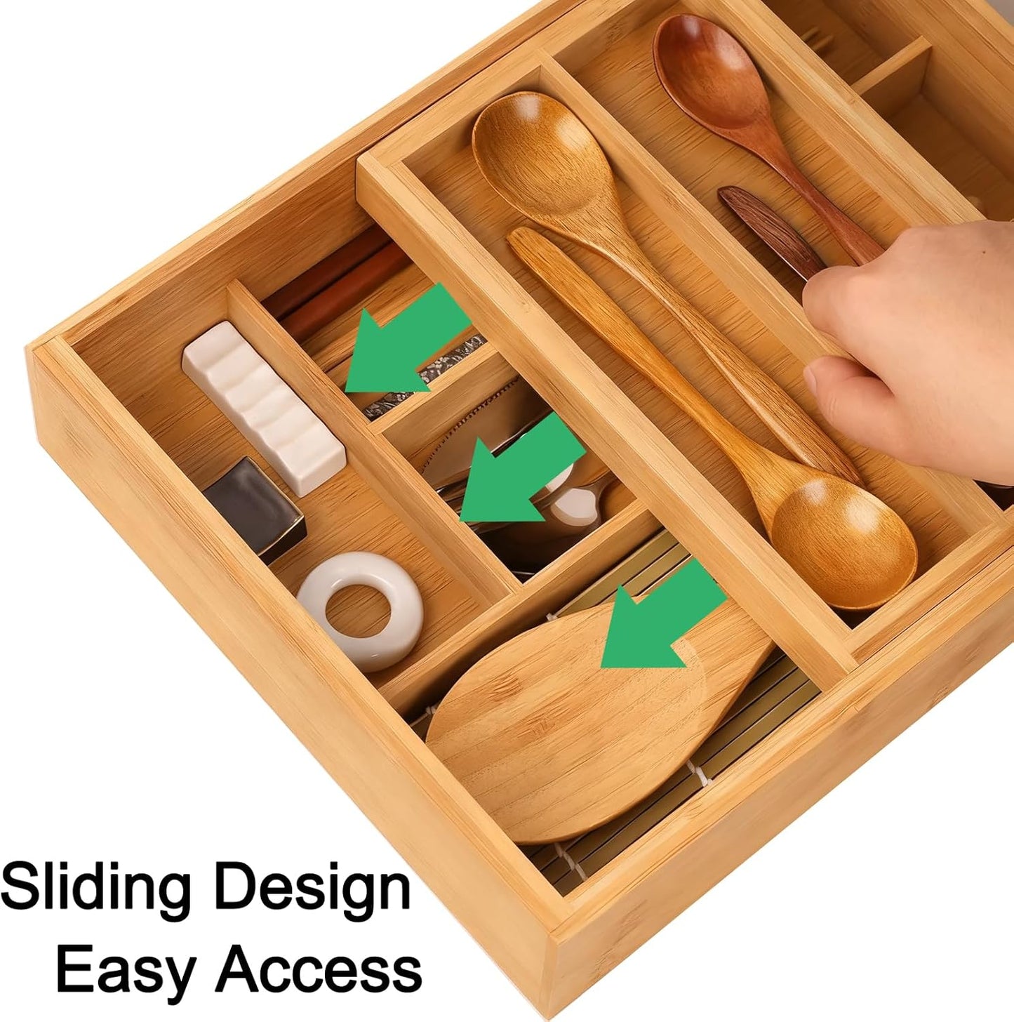 2-Tier Drawer Organizer with Removable Cutlery Tray Kitchen Utensil Silverware Drawer Organizer