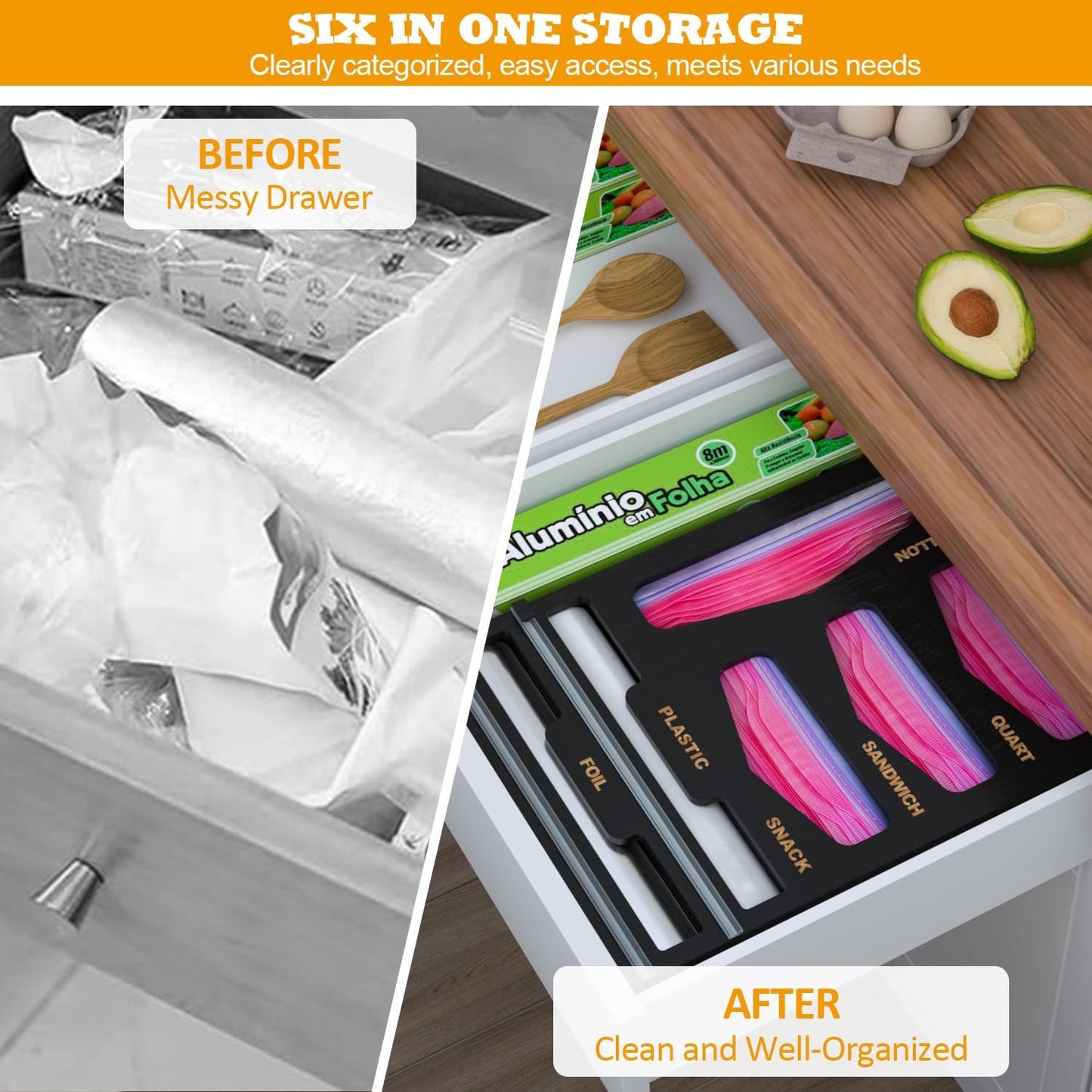 Bamboo Bag Organizer with Magnetic Closure