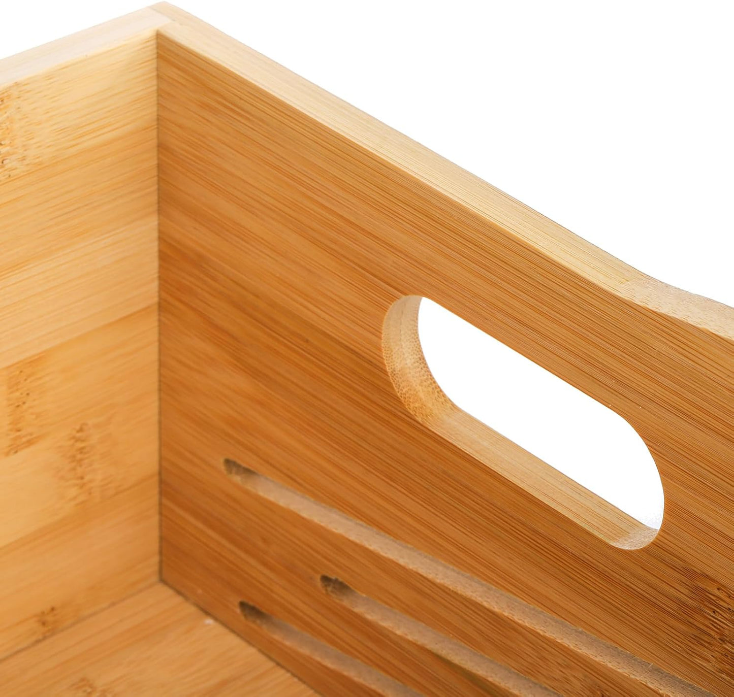2 Tier Bamboo Stackable Storage Bins, 4 Compartment Potato and Onion Storage Baskets