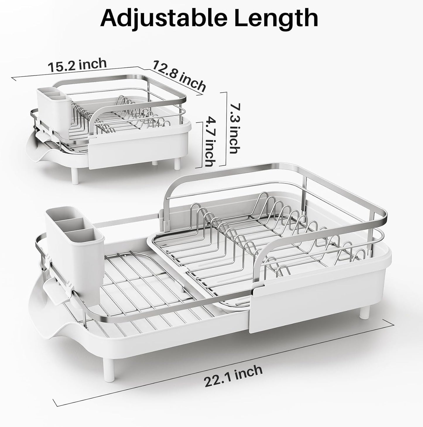 Dish Drying Rack, Expandable Dish Rack for Kitchen Counter