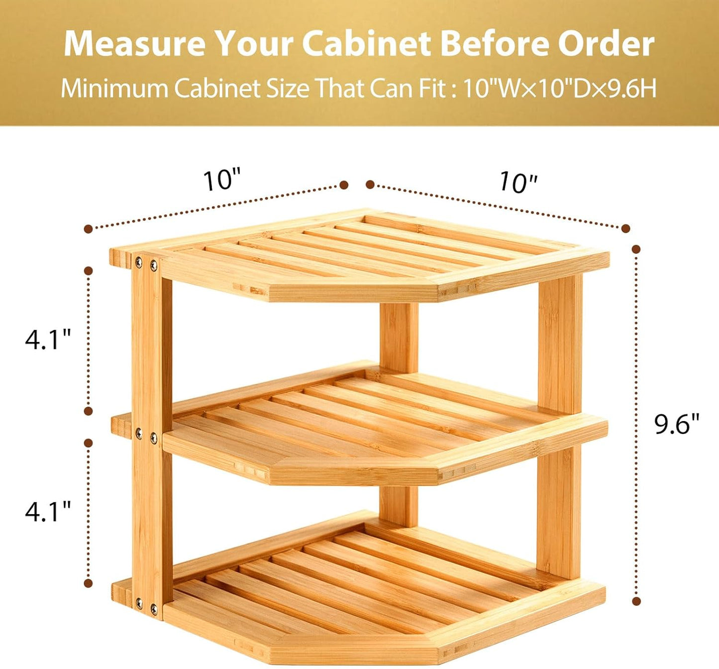 Plate Organizer for Cabinet, Bamboo Corner Shelf, Dish & Bread Organizer, Spice Rack