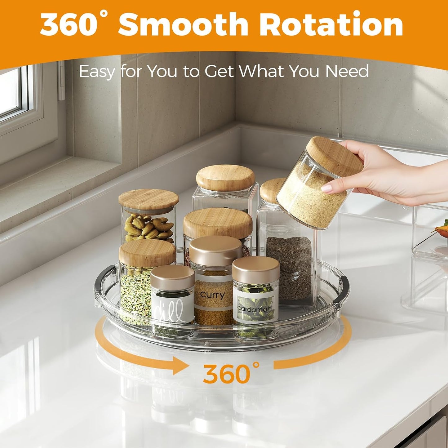 2 Pack Lazy Susan Organizer, 9.25 inch Lazy Susan Turntable for Cabinet Table Top Refrigerator