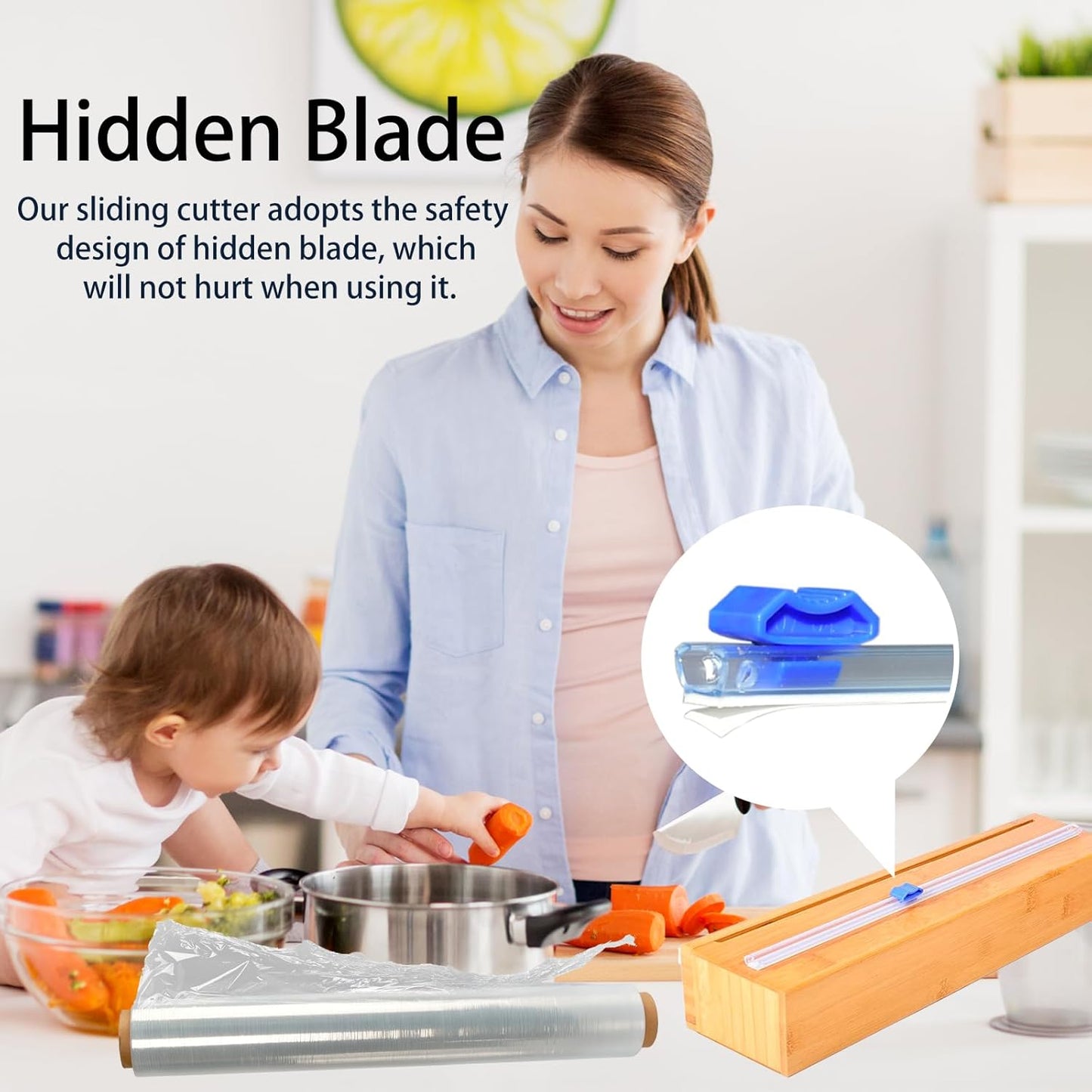 Plastic Wrap Dispenser with Cutter for Aluminum Foil, Plastic Wrap and Wax Paper
