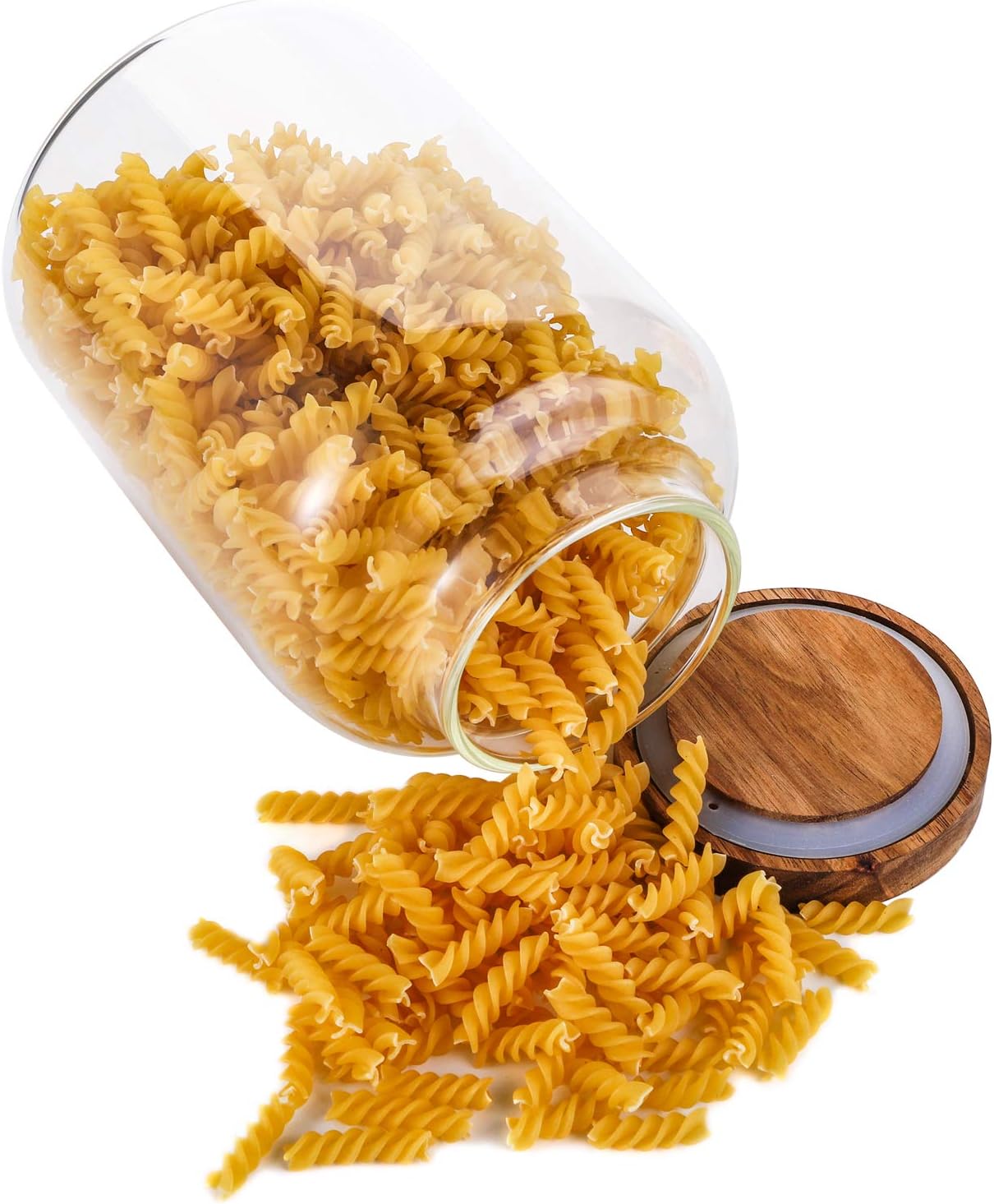 2 Pack Large Glass Food Storage Jar with Airtight Wooden Lid
