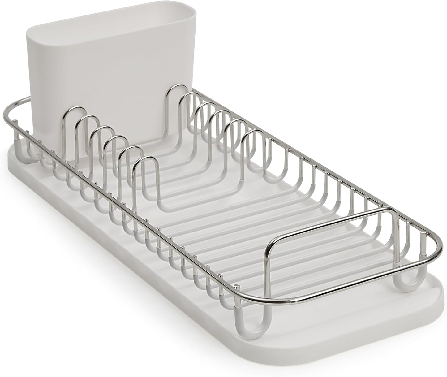 304 Stainless Steel NeverRust Compact Dish Drying Rack with Utensil Holder & Removable Drain Tray