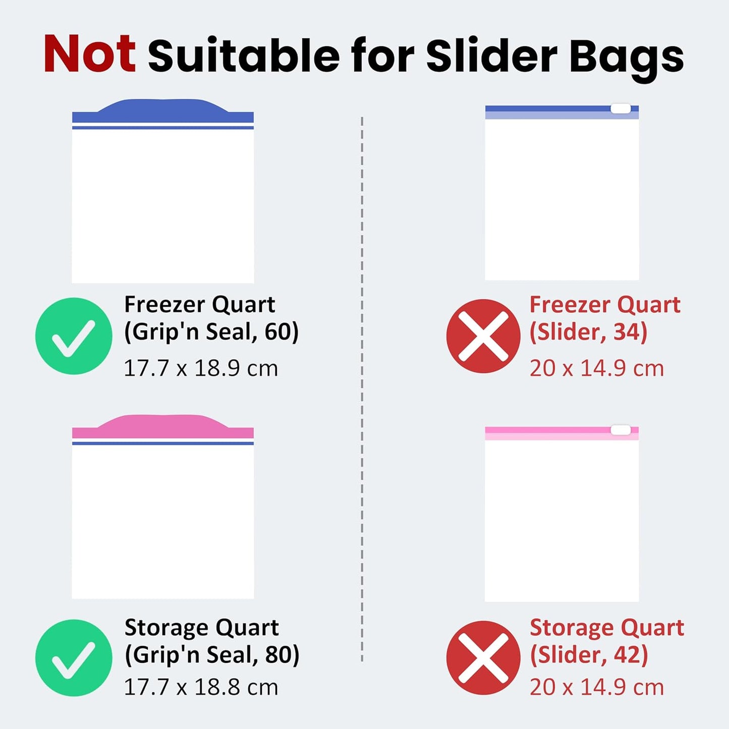 Acrylic Food Bag Storage Organizer Magnetic Fridge Attachment Compatible with Ziploc Sandwich/Snack/Grip'n Seal Quart/1 Gallon, Dispenser for Ziploc Bags, Kitchen Organization, 2 Packs