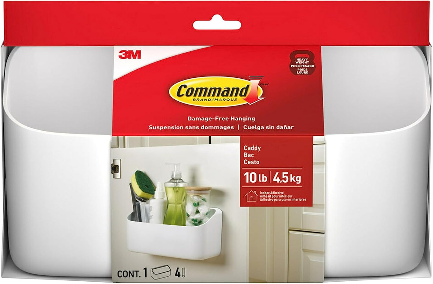 10 Lb Large Organizing Caddy with 4 Strips, 9.91" x 3.38" x 5.15"