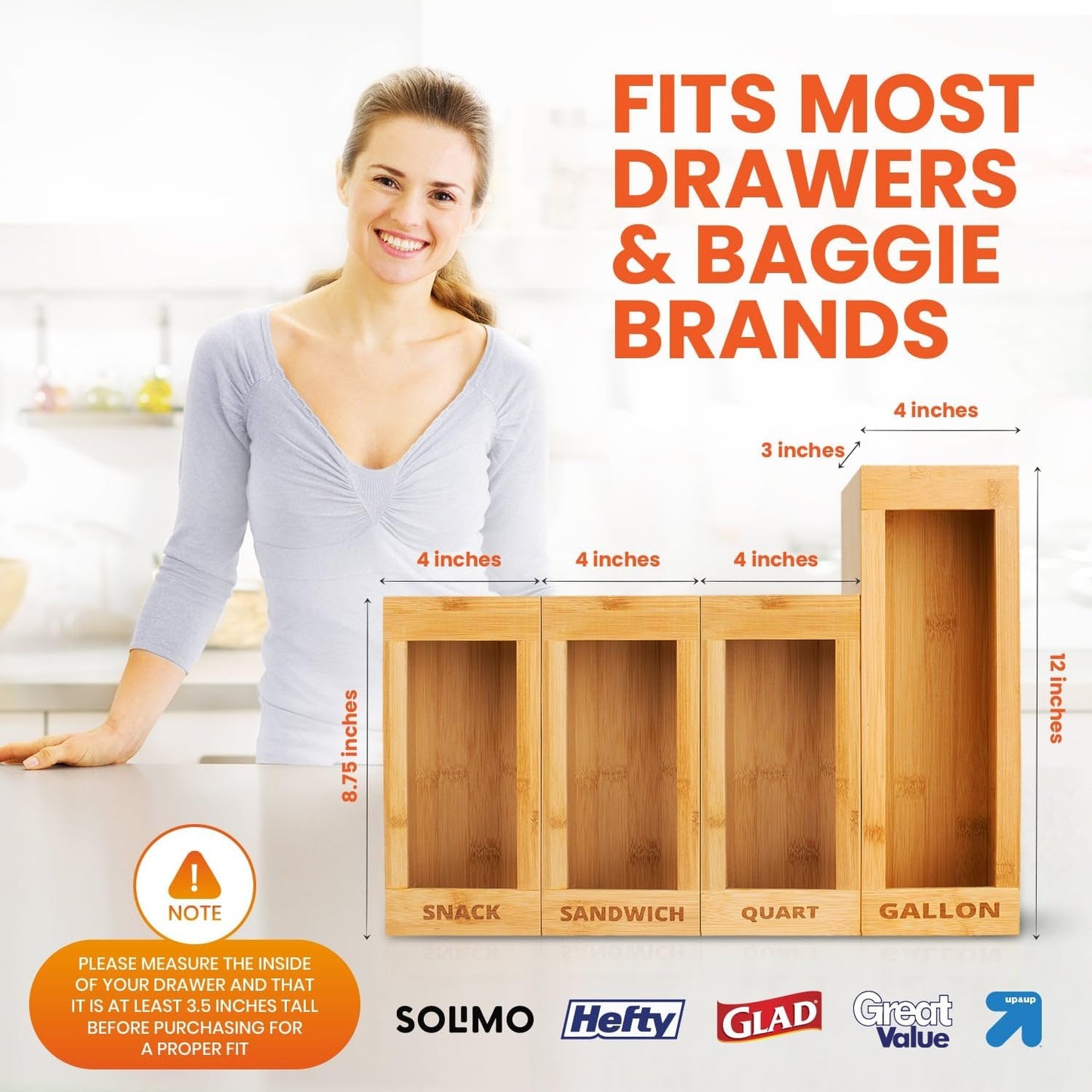 MHomeAid Bag Storage Organizer - Bamboo Food Plastic Baggie Holder, Dispenser