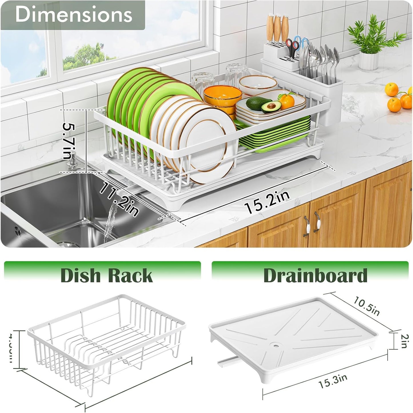 Dish Drying Rack - Space-Saving Small Dish Rack for Kitchen Counter